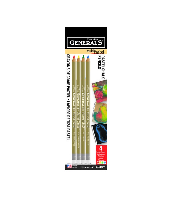 MultiPastel Chalk Pencil Primary Set of 4 - Brushes and More