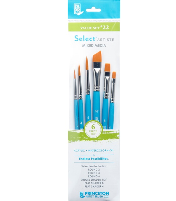 Princeton Artist Brush Co. Lettering Brush Set - 5pc Short Handle Selection  of Synthetic Lettering Brushes - Angled Shaders, Round Brushes and Liner